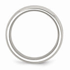 Chisel Stainless Steel Polished Brown Wood Inlay Enameled 8.00mm Ring