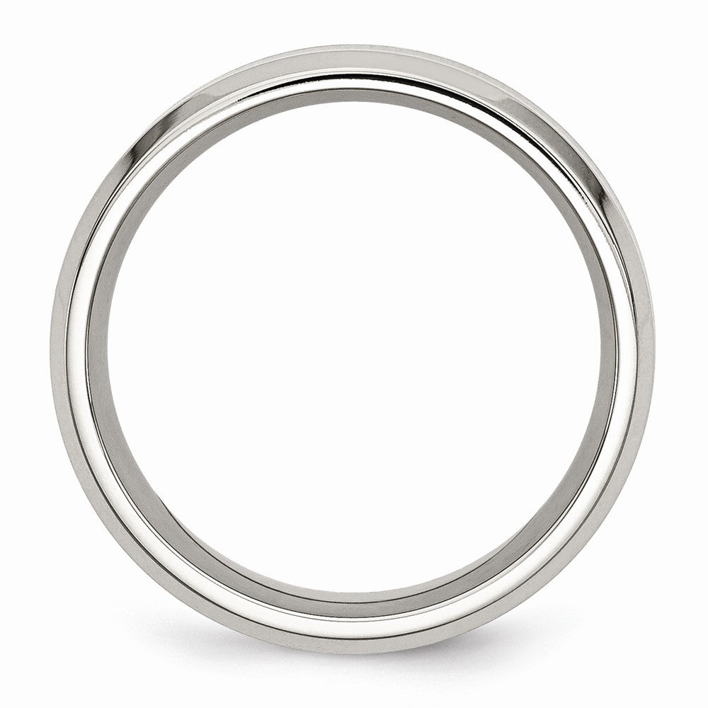 Chisel Stainless Steel Polished Black Wood Inlay Enameled 8.00mm Ring
