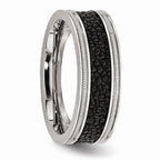 Chisel Stainless Steel Polished Black Ip-plated/genuine Stingray Textured Ring
