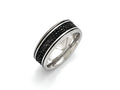 Chisel Stainless Steel Polished Black Ip-plated/genuine Stingray Textured Ring