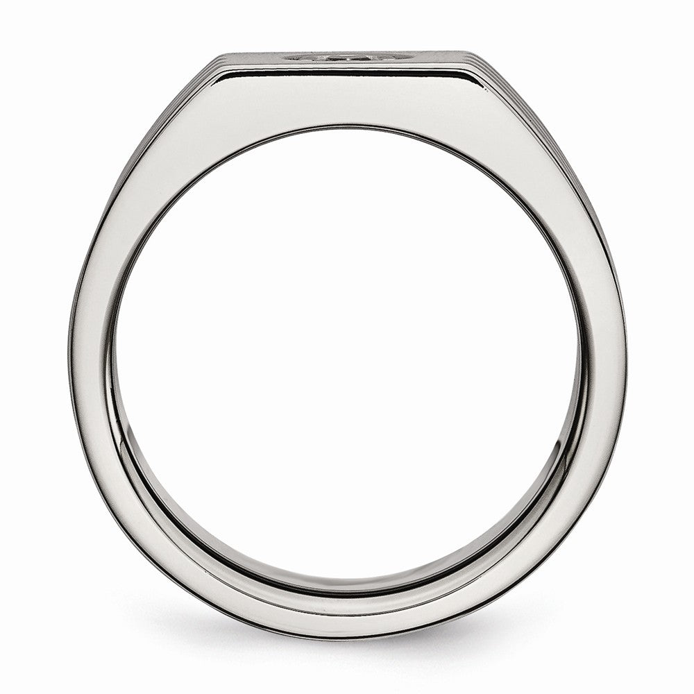 Chisel Stainless Steel Polished With CZ Ring