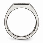 Chisel Stainless Steel Polished With CZ Ring