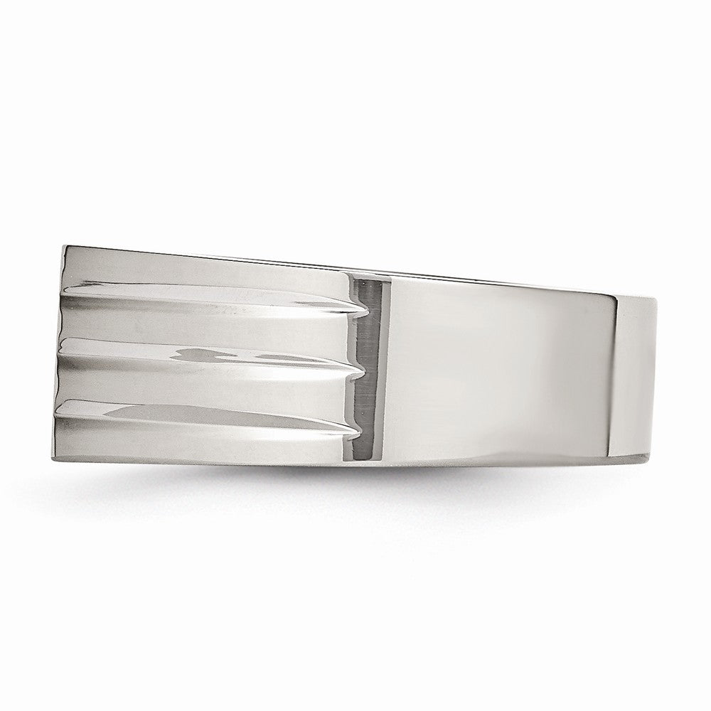 Chisel Stainless Steel Polished With CZ Ring
