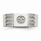 Chisel Stainless Steel Polished With CZ Ring