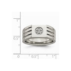 Chisel Stainless Steel Polished With CZ Ring