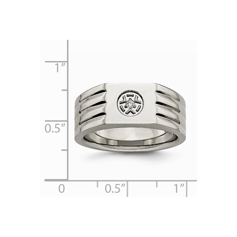 Chisel Stainless Steel Polished With CZ Ring