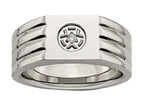 Chisel Stainless Steel Polished With CZ Ring