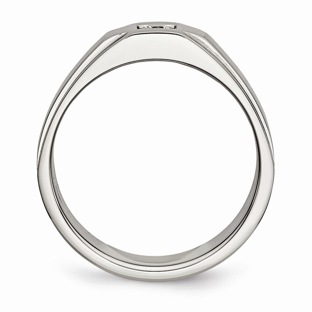 Chisel Stainless Steel Brushed And Polished With CZ Ring