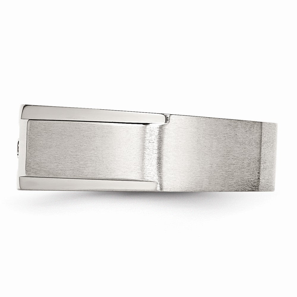 Chisel Stainless Steel Brushed And Polished With CZ Ring