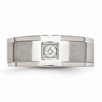 Chisel Stainless Steel Brushed And Polished With CZ Ring