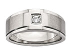 Chisel Stainless Steel Brushed And Polished With CZ Ring