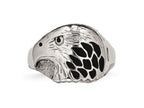 Chisel Stainless Steel Polished Black Enameled Eagle Ring