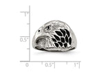 Chisel Stainless Steel Polished Black Enameled Eagle Ring