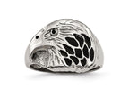 Chisel Stainless Steel Polished Black Enameled Eagle Ring