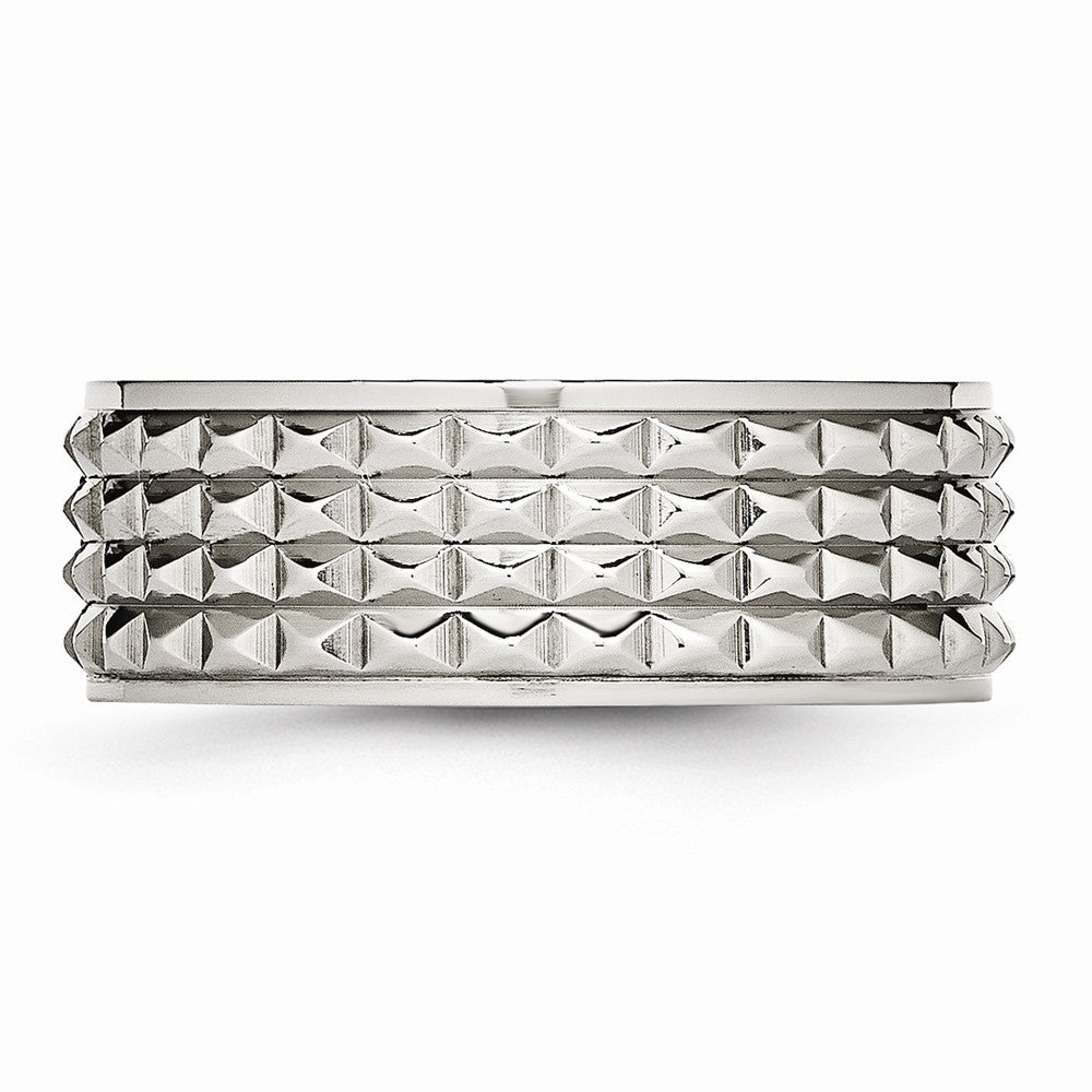 Chisel Stainless Steel Polished Studded Ring