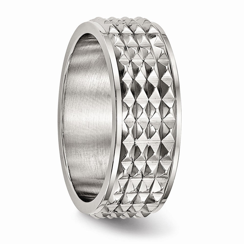 Chisel Stainless Steel Polished Studded Ring