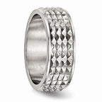Chisel Stainless Steel Polished Studded Ring