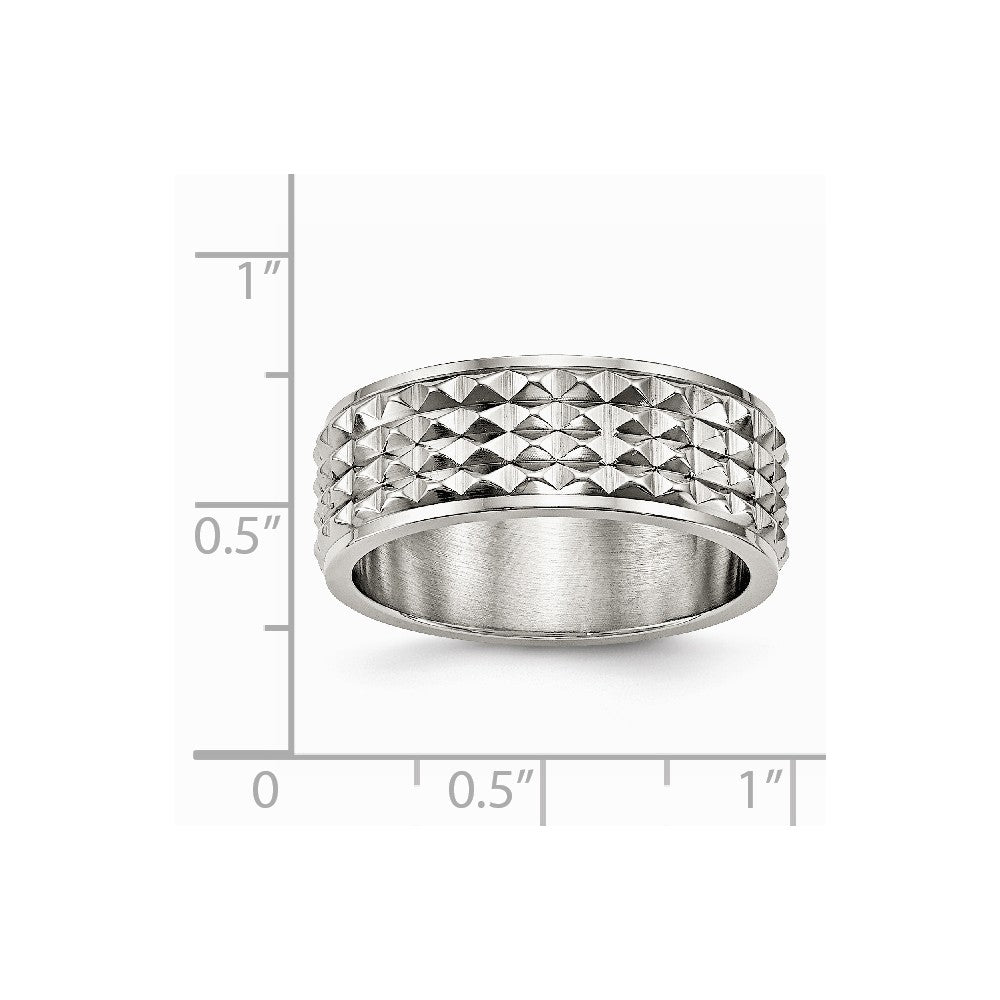 Chisel Stainless Steel Polished Studded Ring