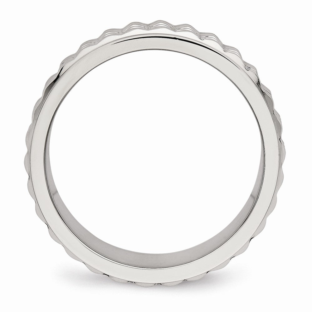 Chisel Stainless Steel Polished Studded Ring