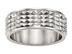 Chisel Stainless Steel Polished Studded Ring