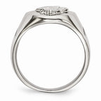Chisel Stainless Steel Polished W/ Sterling Silver Praying Hands Ring