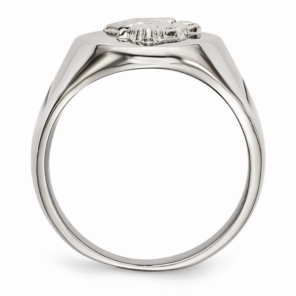 Chisel Stainless Steel Polished W/ Sterling Silver Praying Hands Ring