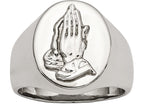 Chisel Stainless Steel Polished W/ Sterling Silver Praying Hands Ring