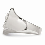 Chisel Stainless Steel Polished Cross CZ Signet Ring