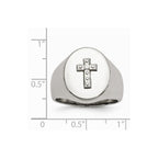 Chisel Stainless Steel Polished Cross CZ Signet Ring