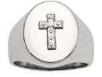 Chisel Stainless Steel Polished Cross CZ Signet Ring