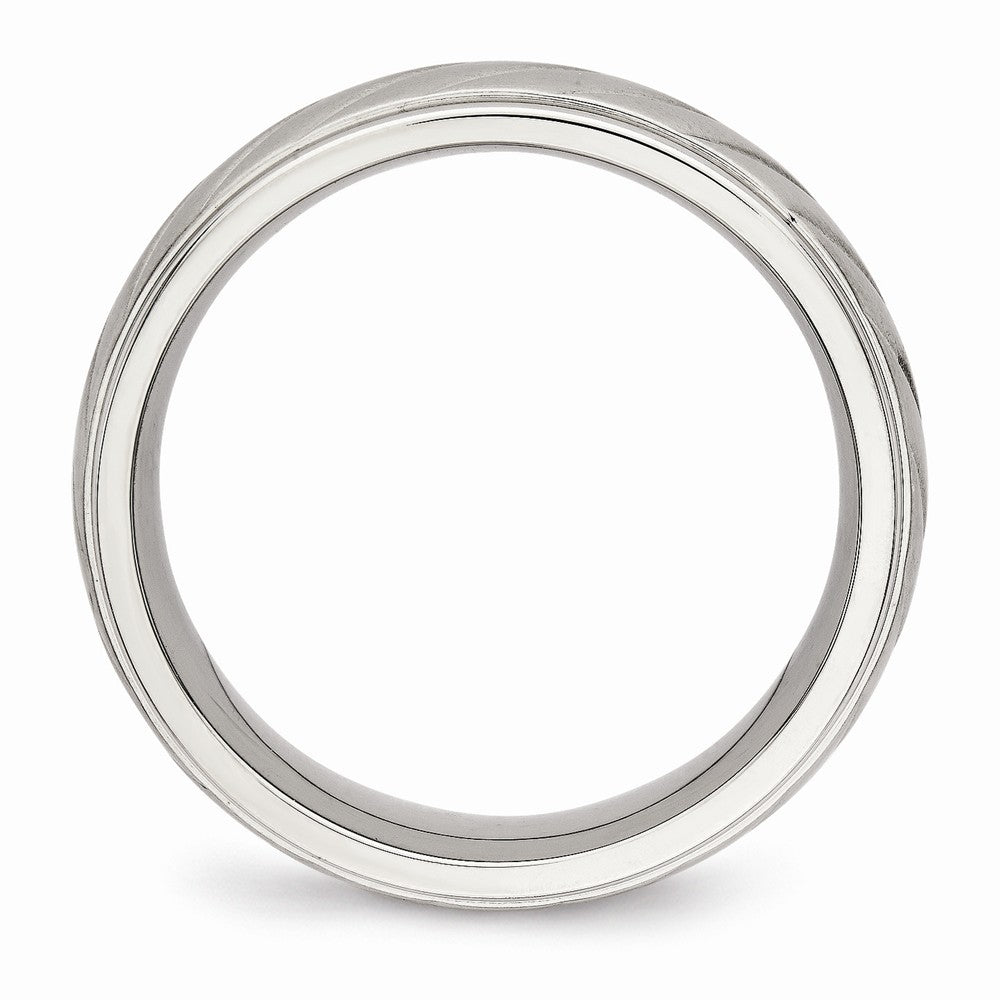 Chisel Stainless Steel Brushed And Polished Grooved Ring