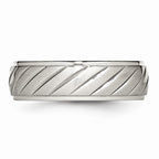 Chisel Stainless Steel Brushed And Polished Grooved Ring