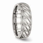 Chisel Stainless Steel Brushed And Polished Grooved Ring