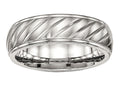 Chisel Stainless Steel Brushed And Polished Grooved Ring