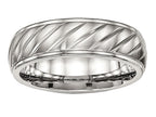 Chisel Stainless Steel Brushed And Polished Grooved Ring