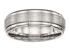 Chisel Stainless Steel Brushed And Polished Ridged Edge Ring