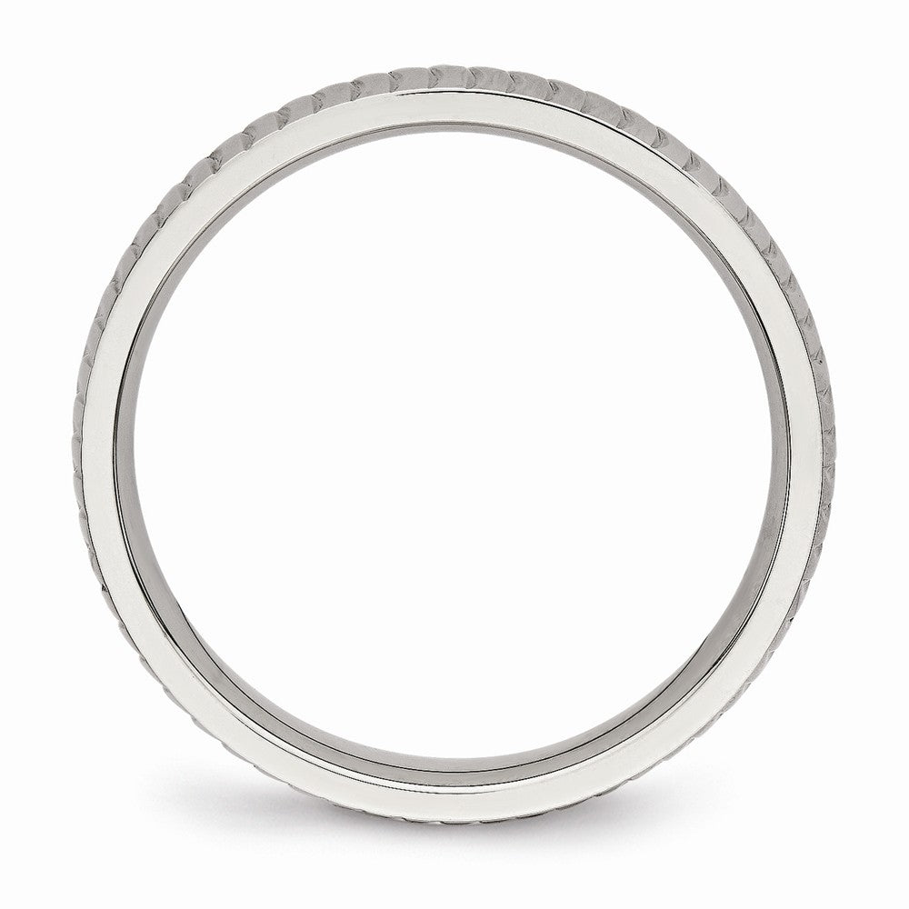 Chisel Stainless Steel Polished Textured Ring