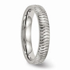 Chisel Stainless Steel Polished Textured Ring