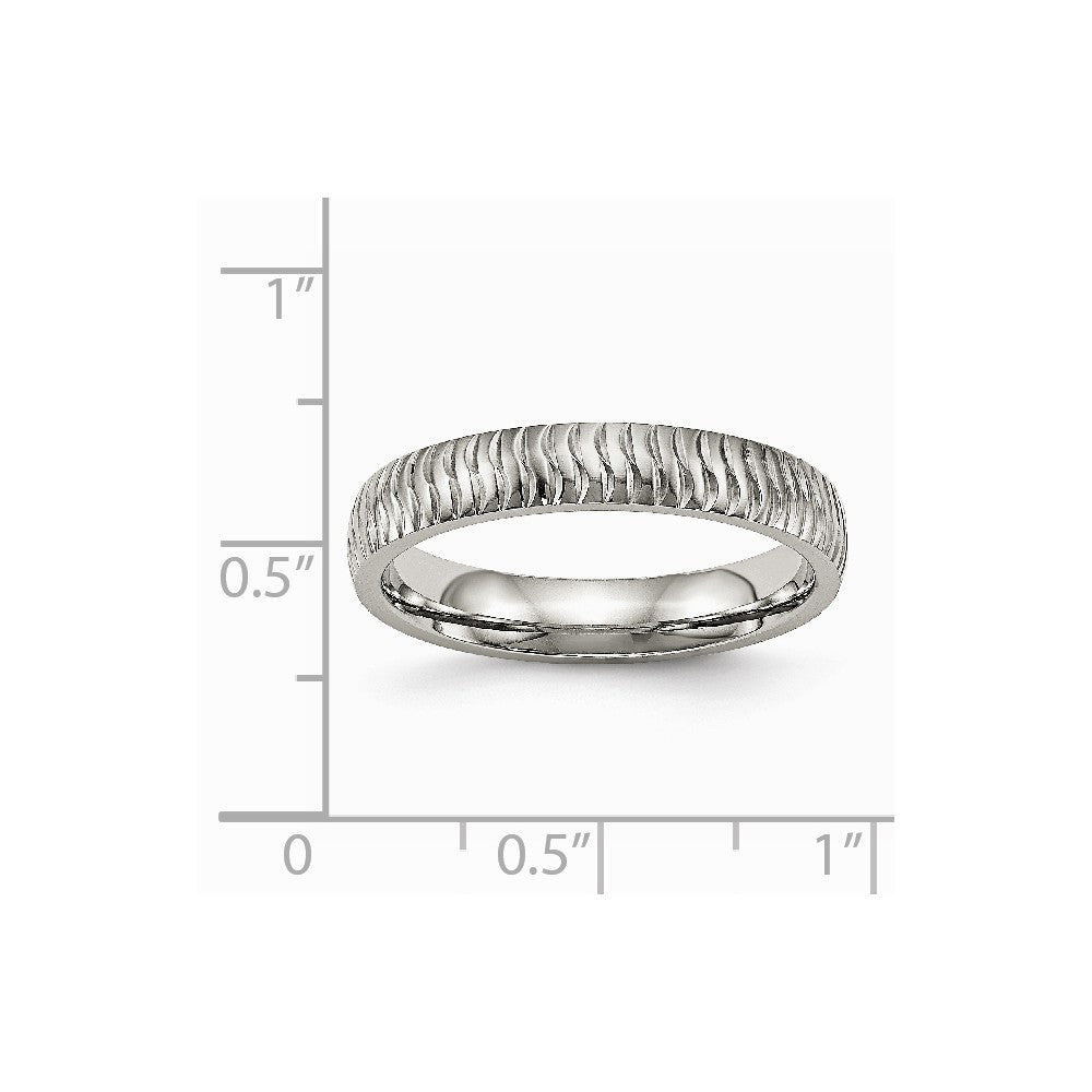 Chisel Stainless Steel Polished Textured Ring