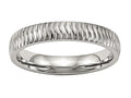 Chisel Stainless Steel Polished Textured Ring