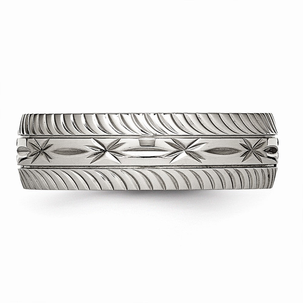 Chisel Stainless Steel Polished bright Cut Ring