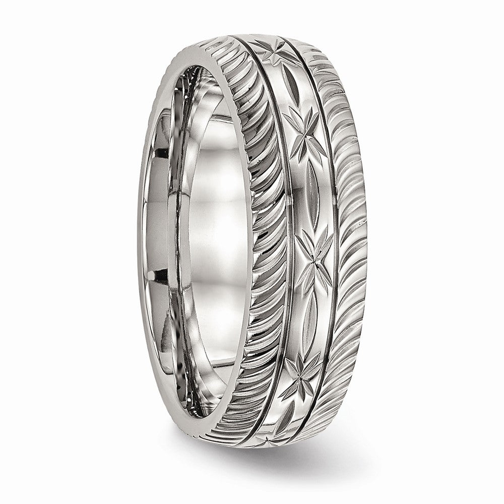 Chisel Stainless Steel Polished bright Cut Ring