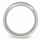Chisel Stainless Steel Polished Blue Carbon Fiber Inlay Ring