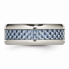 Chisel Stainless Steel Polished Blue Carbon Fiber Inlay Ring