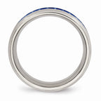 Chisel Stainless Steel Polished Blue/white Carbon Fiber Inlay Ring