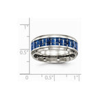 Chisel Stainless Steel Polished Blue/white Carbon Fiber Inlay Ring