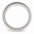 Chisel Stainless Steel Polished Black/red Carbon Fiber Inlay Ring