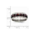 Chisel Stainless Steel Polished Black/red Carbon Fiber Inlay Ring