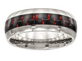 Chisel Stainless Steel Polished Black/red Carbon Fiber Inlay Ring