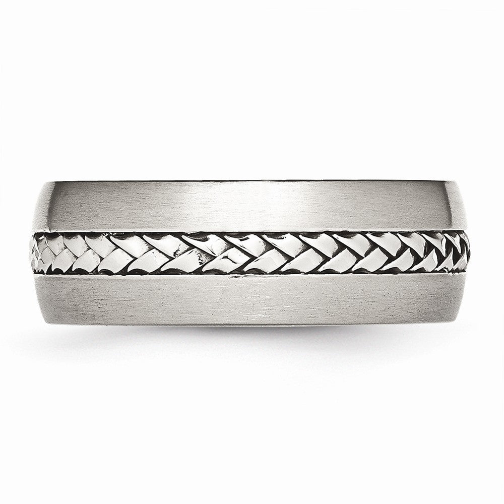 Chisel Stainless Steel Brushed And Polished Braided 8.00mm Wedding Band